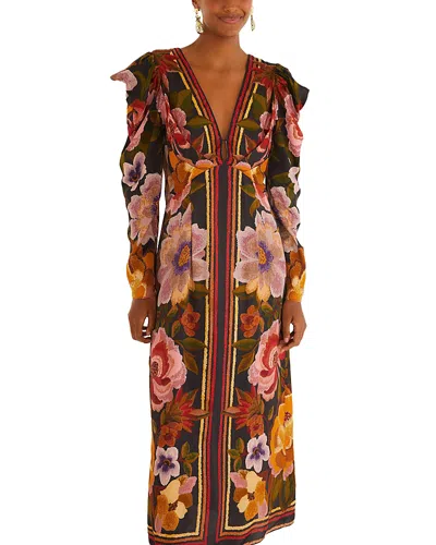 Farm Rio Keyhole Midi Dress In Multi