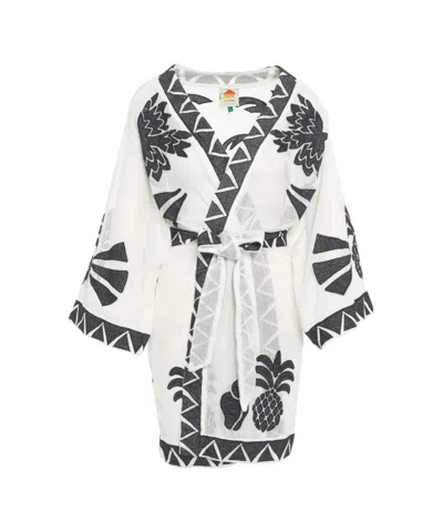 Farm Rio Kimono Dress With Intricate Embroidery