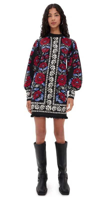 Farm Rio Knit Dress Valentina Black In Multi