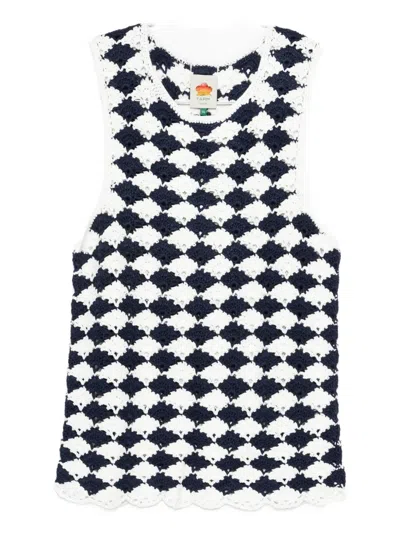 Farm Rio Knitted Dress In Blue