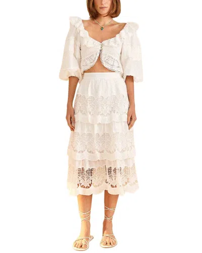 Farm Rio Lace Crop Top In Neutral