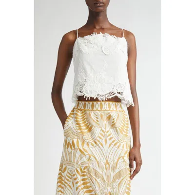 Farm Rio Lace Detail Cotton Camisole In Off-white