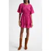 Farm Rio Lace Detail Cotton Minidress In Pink