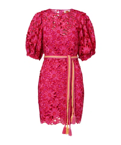 Farm Rio Lace Dress In Red