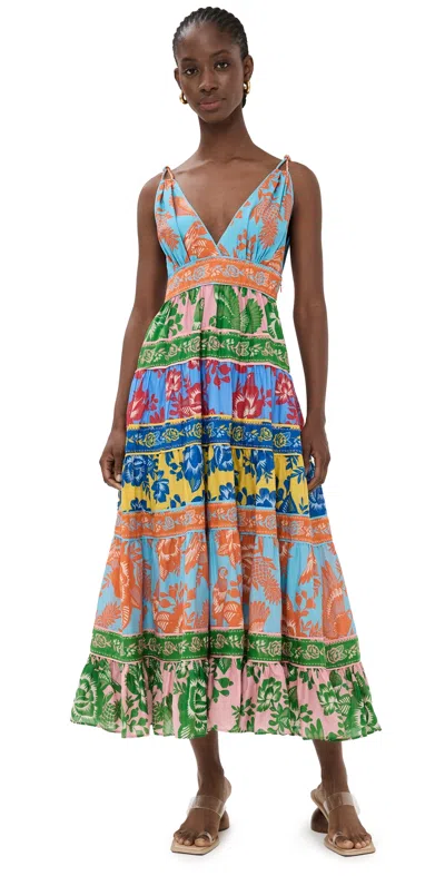 Farm Rio Lace Garden Colourblocked Dress In Multicolor