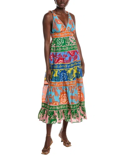 Farm Rio Lace Garden Mix Midi Dress In White