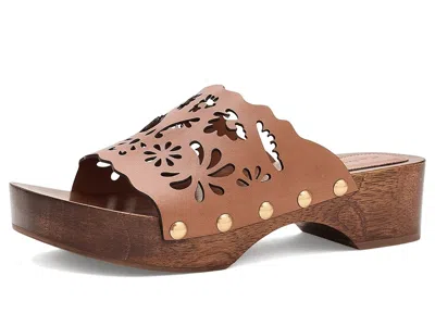 Farm Rio Lace Leather Clogs High Heels Sand: 7 M In Brown