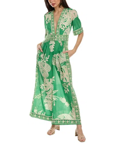 Farm Rio Lace Monsteras Jumpsuit In Green