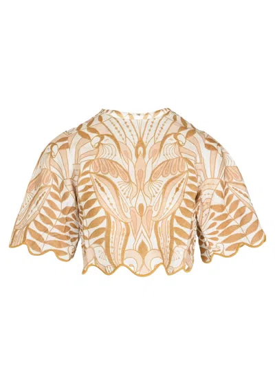 Farm Rio Lace Nature Blouse Off-white In Neutral