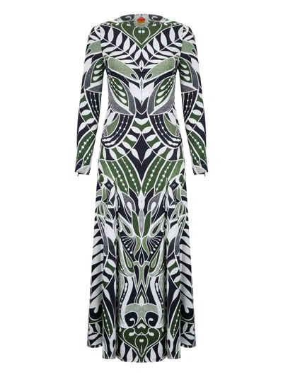 Farm Rio Lace Nature Long-sleeve Midi Dress