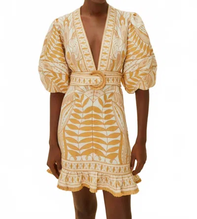 Farm Rio Off-white Lace Nature Lenzing Ecovero Euroflax Mini Dress In Lace Nature Off-white