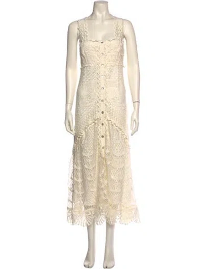Pre-owned Farm Rio Lace Pattern Long Dress W/ Tags In Neutral