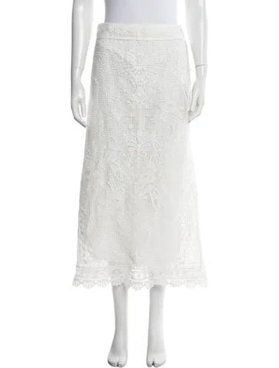 Pre-owned Farm Rio Lace Pattern Long Skirt In Neutral