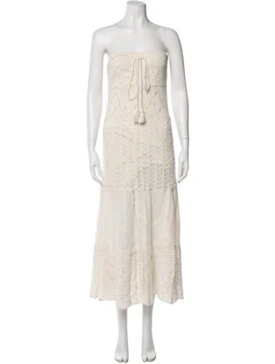 Pre-owned Farm Rio Lace Pattern Midi Length Dress In Neutral