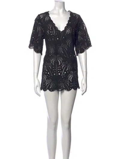 Pre-owned Farm Rio Lace Pattern Mini Dress In Blue