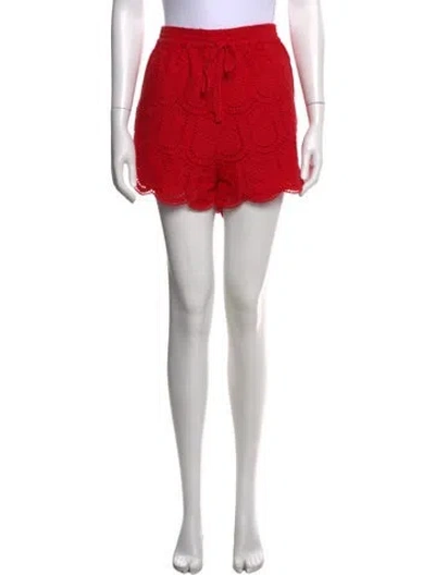 Pre-owned Farm Rio Lace Pattern Mini Shorts In Red