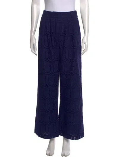 Pre-owned Farm Rio Lace Pattern Wide Leg Pants W/ Tags In Blue