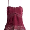 FARM RIO FARM RIO LACE TRIM PINTUCK SATIN CAMISOLE