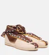 Farm Rio Lace-up Leather Espadrilles In Brown