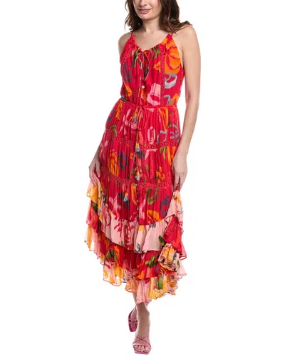 Farm Rio Lace-trim Maxi Dress In Brown