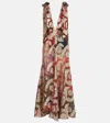 Farm Rio Metallic Jacquard Sleeveless Maxi Dress In Beige