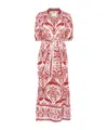 Farm Rio Tropical Cameo Belted Maxi Dress In Off White In Red