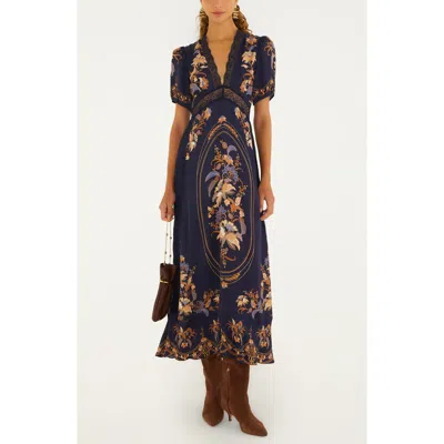 Farm Rio Lara Print Lace Trim Maxi Dress In Multi