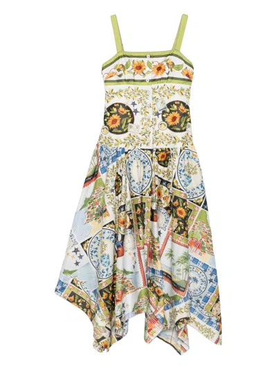 Farm Rio Latin Trip Midi Dress In Green
