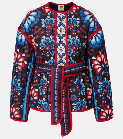 Farm Rio Latina Scarf Belted Cotton Jacket In Multi