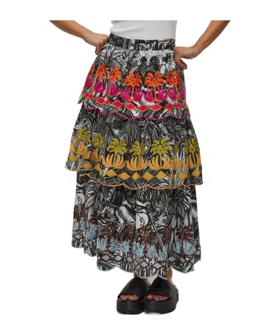 Farm Rio Multicolor Ruta Maxi Ruffled Skirt