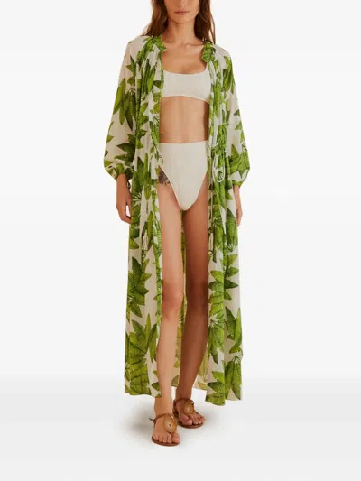 Farm Rio Leaf-print Beach Dress In Multi