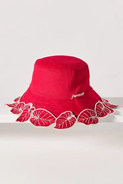 Farm Rio Leaf Trim Bucket Hat In Red