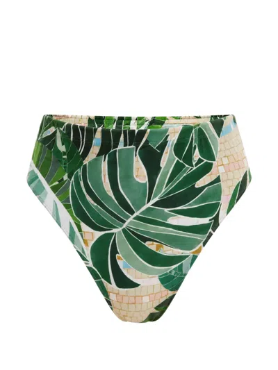Farm Rio Leaf-print Bikini Bottoms In Multi
