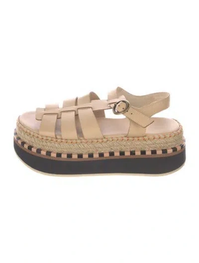 Pre-owned Farm Rio Leather Espadrilles In Neutrals