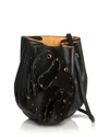 Farm Rio Leather Flower Studded Bucket Bag In Gray
