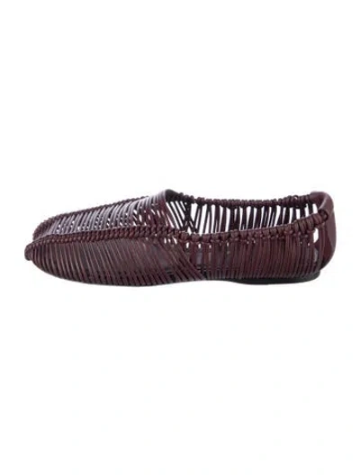Pre-owned Farm Rio Leather Patterned Flats In Burgundy