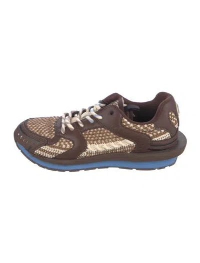 Pre-owned Farm Rio Leather Printed Sneakers In Brown