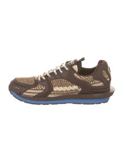 Pre-owned Farm Rio Leather Printed Sneakers In Brown