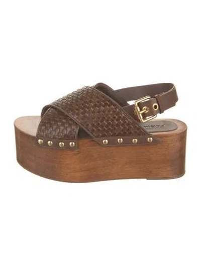 Pre-owned Farm Rio Leather Pumps In Brown