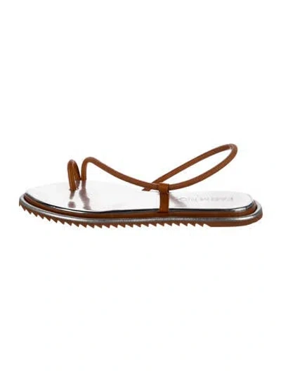 Pre-owned Farm Rio Leather Sandals In Brown