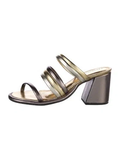 Pre-owned Farm Rio Leather Sandals In Gold/metallic