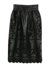 Farm Rio Floral-embroidered Scalloped Skirt In Black