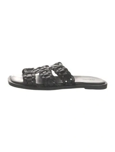 Pre-owned Farm Rio Leather Slides In Black