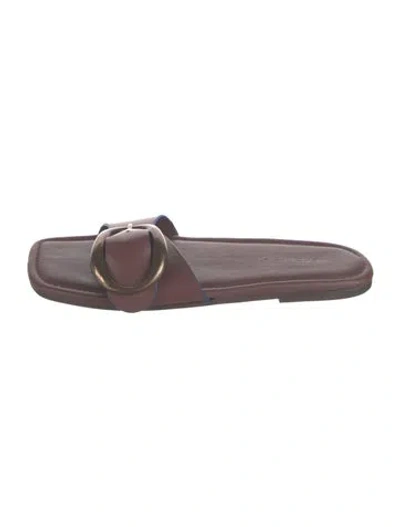 Pre-owned Farm Rio Leather Slides In Brown