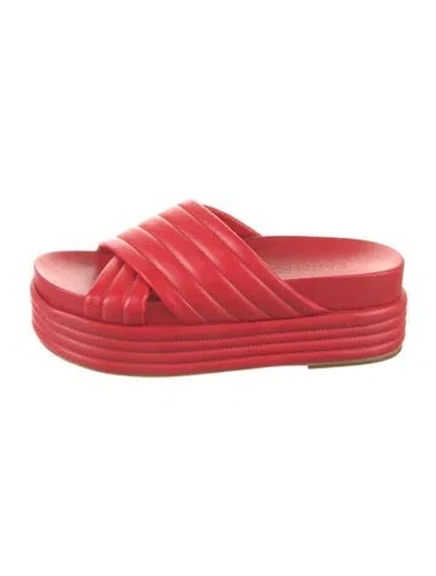 Pre-owned Farm Rio Leather Slides In Multi