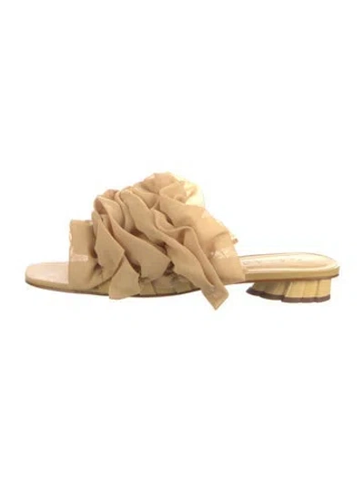Pre-owned Farm Rio Leather Slides In Neutral