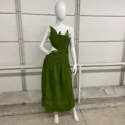 Pre-owned Farm Rio Leaves Cut Out Midi Dress Women's Size 2xs Green