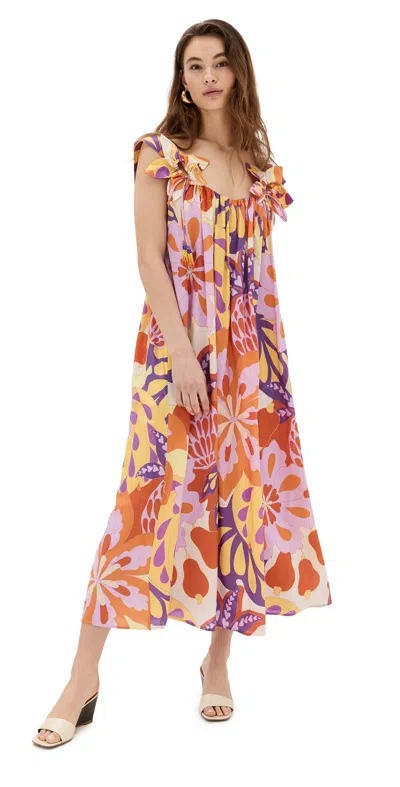 Farm Rio Lee Floral Sleeveless Maxi Dress Lee Floral