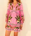Farm Rio Pink Leopard Forest Mini Dress In Pink