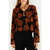 Farm Rio Leopard Hearts Knit Cardigan Leopard Hearts Black In Gold